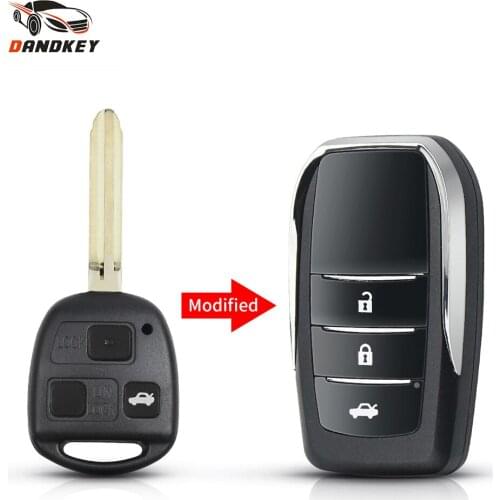 Dandkey 10pcs Remote Flip Car Key Shell Case For For TOYOTA CAMRY RAV4 Corolla PRADO YARIS Replacement 2/3 Buttons TOY43 Blade