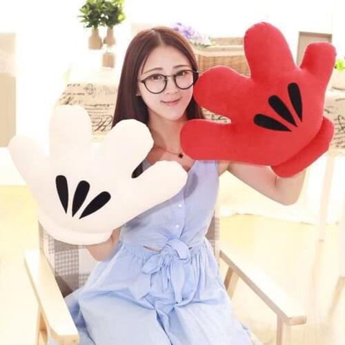 40/50cm Disney Mickey Mouse Hand Puppet Minnie Mouse Child and Adults Plush Big Gloves Cartoon Hand Cushion Pillow Cosplay Tool