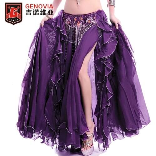 Belly Dance Costume 2 Layers With Slit Skirt Dresses Professional Belly Dance Skirt New 12 Colors