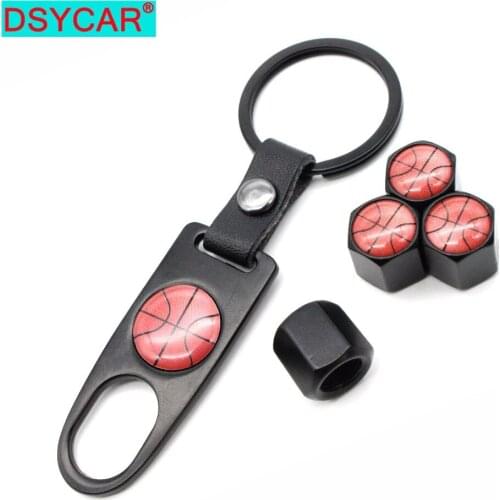 DSYCAR 1Set Zinc Alloy Anti-theft Car Wheel Tire Valve Caps Stem Air + Leather buckle Wrench Auto Car Wheels Tires Parts