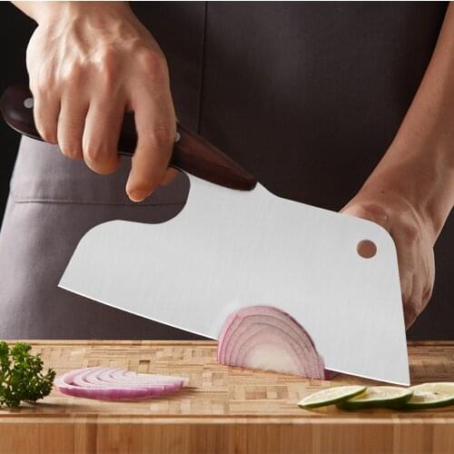 Effort Saving Stainless Steel Kitchen Knife Full Tang Sharp Blade Chopping Cleaver Butcher Meat Vegetable Cutting Slicing Knife