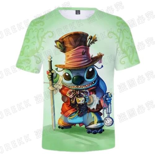 2021 Disney Anime Stitch 3D Print T Shirt Men Women Children Casual Summer Short Sleeve Cool Streetwear Tops Tee Shirt Clothing
