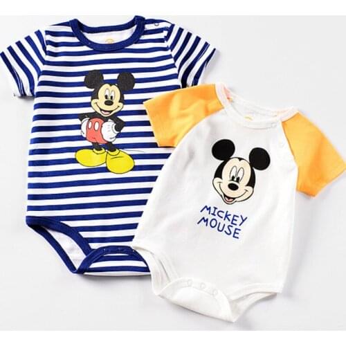 Mickey Baby Boy Rompers Disney Bebes Kids Clothes Newborn Infant Jumpsuit Baby Girl Romper O-Neck Cartoon Baby Clothes