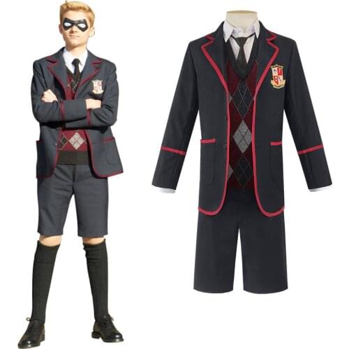 Adult Cosplay The Umbrella Academy Costume School Uniform Top Sweater Pants Shirt Suit Boys Christmas Carnival Costume Set