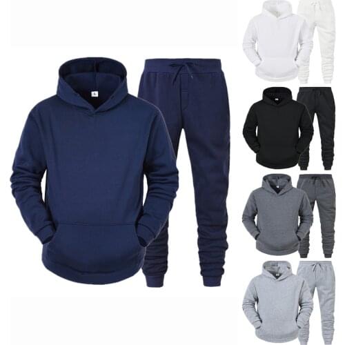 Mens Sports Suit Solid Autumn Sweatshirt Pants Sets Running Casual Jogger Tracksuit Men Sweatshirt Sports Set Male Sport Suit
