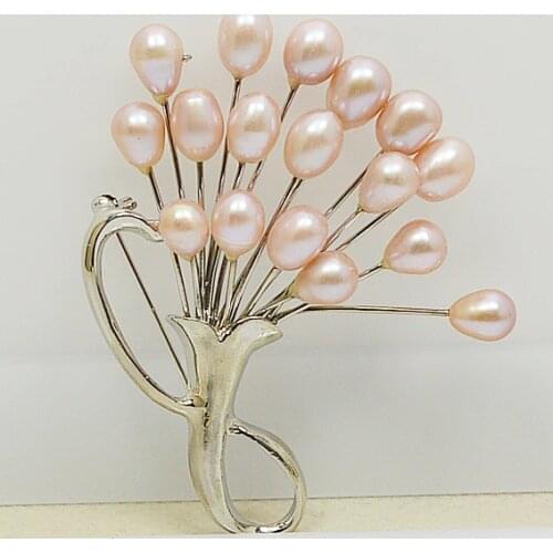 Beautiful Real Pearl Brooch Rice Lavender Pearl Pin Brooches Perfect Girl Mothers Day Gift Wedding Birthday Party Gift