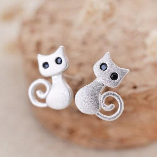 Cute Cat Crystal Eyes Stud Earring For Women Wedding Jewelry Pendientes Bijoux eh1101