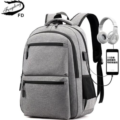 Fengdong big school bags for teenagers boys waterproof large school backpack usb charge boy sling chest bag set reflective strip