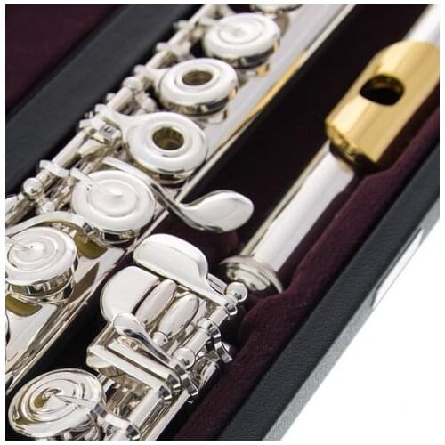 Music Fancier Club Professional Flute 514 Silver Plated Flute Gold Plated Lip Plate B Leg Open Close Holes 17 E Key