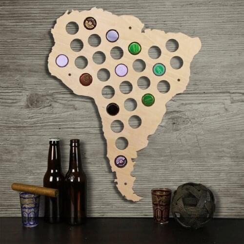 Wall Mounted Wood Decorative Map South America Beer Cap Map Beer Cap Collect Gadget Art Wall Indoor Decor
