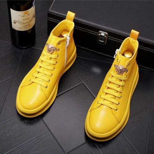 NEW Brand designer High quality leather loafers men shoe with thick low rivets,casual board with High height zapatos sapatos A2