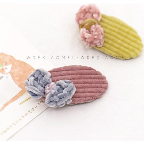 New Cute childrens Hair Accessories Hair Clips Hairgrips Headwear Handmade soft Corduroy Hairpins Barrettes For Girls Baby Kids