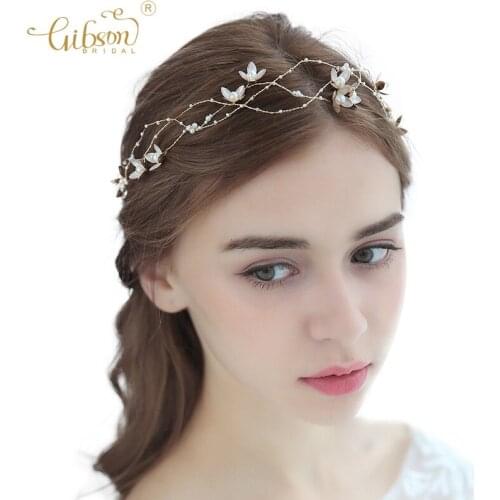 Headbands Pearl Charm Centered Floral Hair Accessories Bridal Hair Vine Women Headpiece Wedding Party Jewelry