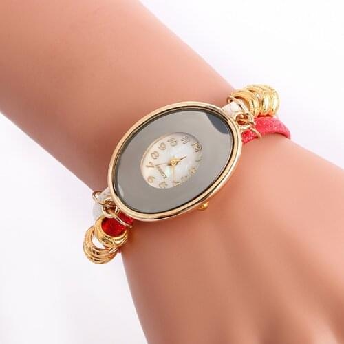 Wholesale Hot Sale Oval Shape Long Style Womens Leather Watch Wrap Around Rhinestone Watches Fashion Women Dress Wrist Watches