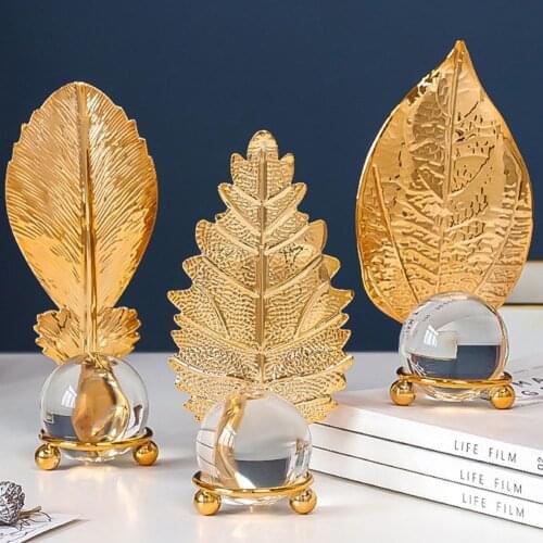 Simple Creative Faux Crystal Ball Leaf Design Model Metal Home Display Mold Metal Ornaments Home Decoration Accessories