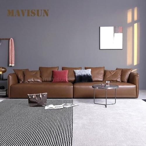 Modern Light Luxury Leather Sofa Sectional 3 Seat Couch Italian Large Minimalist Living Room Sofa Bed Lazy Bedroom Set Furniture