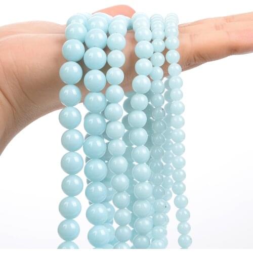 Light Blue Luminous Natural Stone Glowing In The Dark Round Loose Spacer Beads for Jewelry Making Bracelets Accessories 6/8/10MM