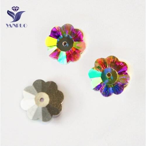 YANRUO 3700 All Sizes AB Margarita Sewn Stones Strass Glass Rhinestones Flat Back Craft Gems Crystals For Decoration