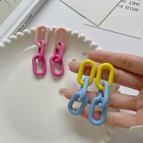 Origin Summer Contrast Color Candy Colors Chunky Chain Long Dangle Earring for Women Girls Spray Earring Jewelry Pendientes