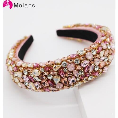 Molans Luxurious Padded Rhinestones Headbands Full Crystal Hair Bands Women Headwear New Hair Accessories
