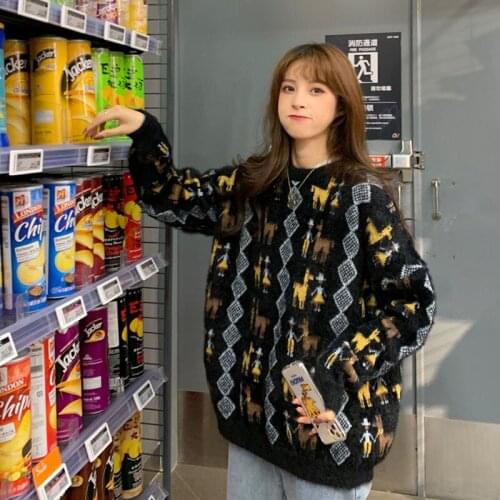 2021 Round Neck Women Spring Autumn New Style Korean Lazy Loose Pullover Outer Jacket College Knitted Sweater Y263