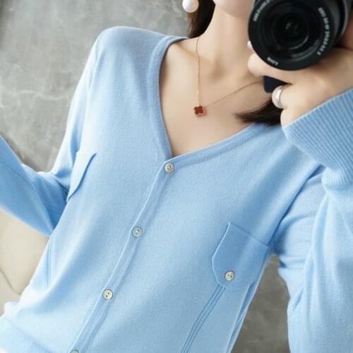 Worsted Pure Wool Cardigan Women' Thin 2021 New Fashion Knit Sun Protection Shirt Loose Cashmere Sweater Large Size Outer Jacket