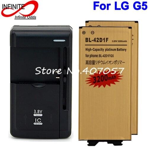 2 x BL-42D1F Gold Battery For LG G5 H868 H860N H860 F700K H850 H830 H820 VS987 Bateria Accumulator 3200mAh+ Universal charger