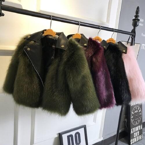2020 fashion Baby Winter Outerwear & Coats Childrens Fur Girls fur Coat Kids Faux Fur Fabric Clothes Fur coat 2-10