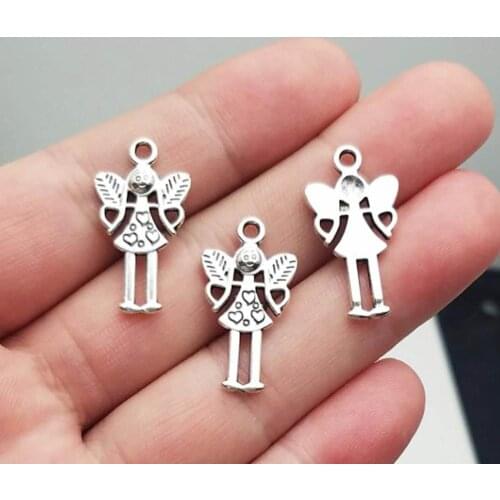 30pcs/lot--25x14mm, Antique silver plated guardian angel girl charms,DIY supplies,Jewelry accessories