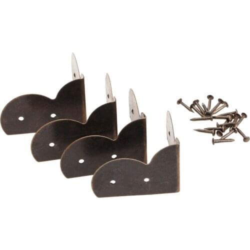 4Pcs Antique Bronze Jewelry Box Wood Case Feet Leg Corner Protector Decorative Corner Bracket Furniture Fittings 30*30*22mm