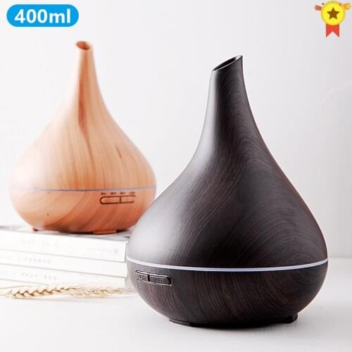 400ML USB Electric Humidifier Essential Aroma Oil Diffuser Ultrasonic Xaomi Wood Grain Air Humidifier USB Mist Maker LED Light