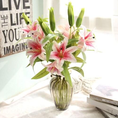 5Pcs/lot 100cm long artificial flowers Hand Feel Touch Latex lily with wedding Backdrop wall fake flowers wreath home decoration