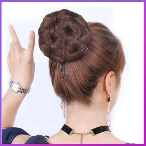Women Hair Bun Donut Chignon With Plactic Comb High Temperature Synthetic Fiber Hair Clip In Elastic Fake Hair Extension