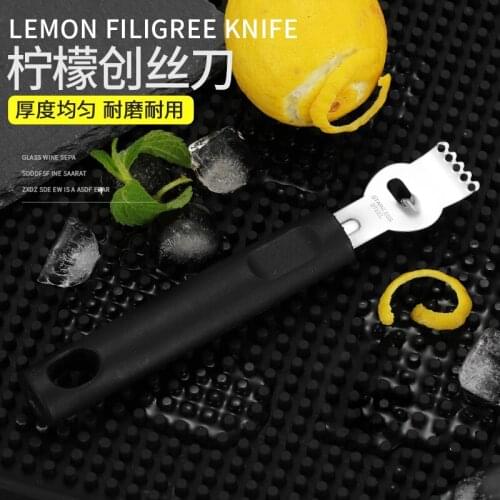 Bar counter lemon citrus scraping knife orange grater knife melon fruit grater scraper black handle multi-function groove knife