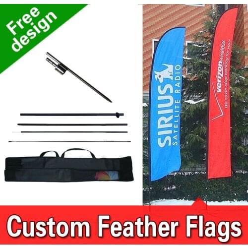 Free Design Free Shipping Double Sided In-ground Spike Feather Banners Flag Signs Advertising Feather Flag Promo Flags