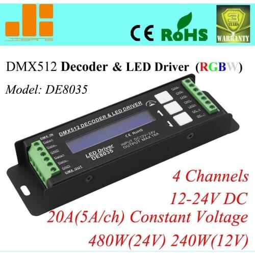 Free Shipping Hot2013 LED RGBW Controller 4CH DMX512 Decoder Constant Voltage LED Driver DE 8035