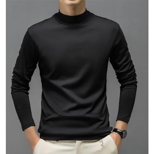 Brand Soft Turtleneck Tshirt Men Long Sleeve Solid Color Base T Shirt Fitness Mens Autumn And Winter Slim Fit Poleras Hombre