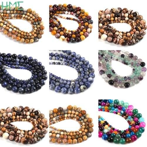 New 4/6/8/10mm Fluorite Blue Natural Stone Round Loose Spacer Beads For Jewelry Making DIY Bracelet Necklace Charm Accessories