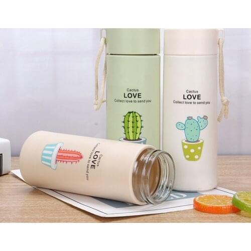 OAPE 450ml Succulent Plants Double Water Juice Cup Version Cute Business Glass Portable Male And Female Students Water Bottle