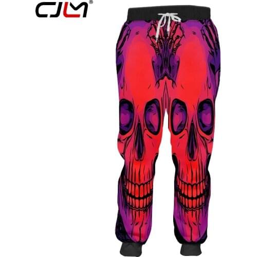 CJLM Man New Halloween Pants Fashion Loose Long 3D Printed Funny Skull Big Size 5XL Attire Mens Winter Sweatpants