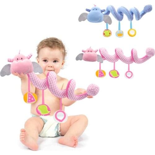 Infant Pink Plush Rattle Stroller Animal Appease Toys Gift For Newborn 0-12 Months Baby Hand Toys Crib Spiral Hanging Mobile