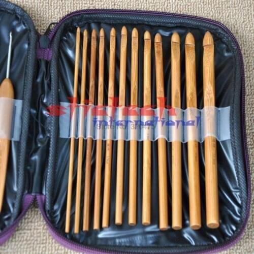 By dhl or ems 100set 20pcs in 1 set high quality Bamboo crochet hooks set with crochet bag , knitting needles, Knitting Tools