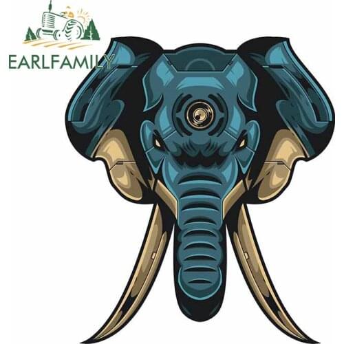 EARLFAMILY 13cm x 11.1cm for Elephant Head Car Sticker Personality Graphics Scratch-Proof Decal Fine Camper Fold Vinyl Car Wrap