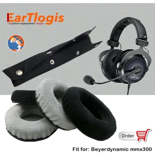 EarTlogis Velvet Replacement Parts for Beyerdynamic mmx300 mmx-300 Headset EarPads Bumper Headband Earmuff Cover Cushion