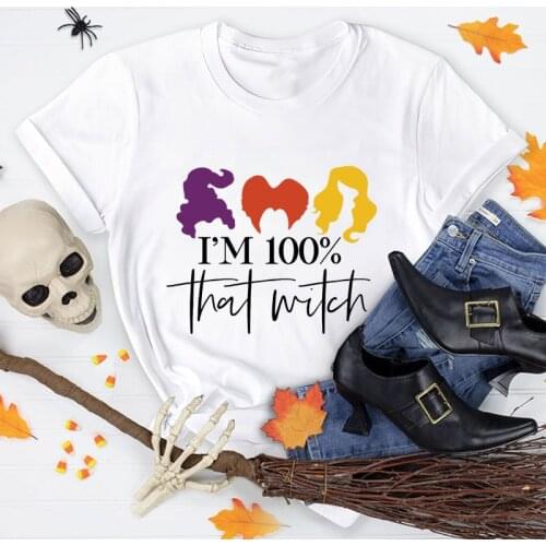 I'm 100% That Witch Colored T-shirt Funny Witches Halloween Party Tshirt Retro Witchy Woman Autumn Holiday Top Tee Shirt