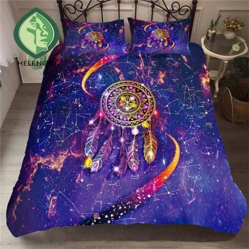 HELENGILI 3D Bedding Set Dreamcatcher Print Duvet Cover Set Lifelike Bedclothes with Pillowcase Bed Set Home Textiles #BWM-17