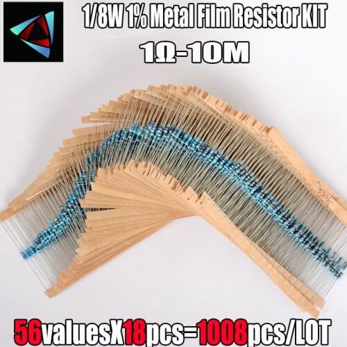 1008Pcs 56 Values 1-10M ohm 1/8W 1% Metal Film Resistors 0.125W Electronic Component Set resistance value that you need