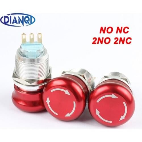 22mm Metal aluminum Emergency stop switch Push Button Switch latching NO NC 2NO 2NC pin terminal 22JT/L.S.2K2B