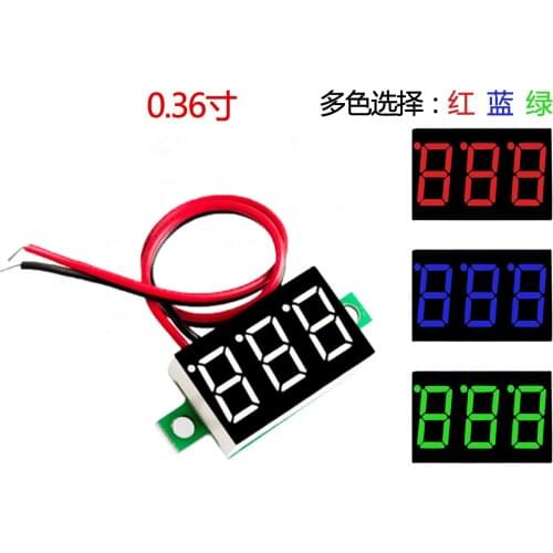Mini 0.36 inch DC 0-32v 3 bits Digital Red Green blue LED Display Panel Voltage Meter Voltmeter tester