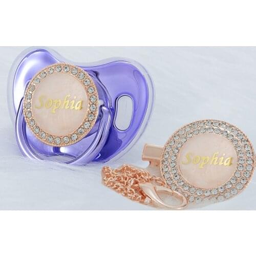 MIYOCAR custom gold pearl new color bling pacifier and pacifier clip BPA free dummy bling unique gift baby shower PS-1